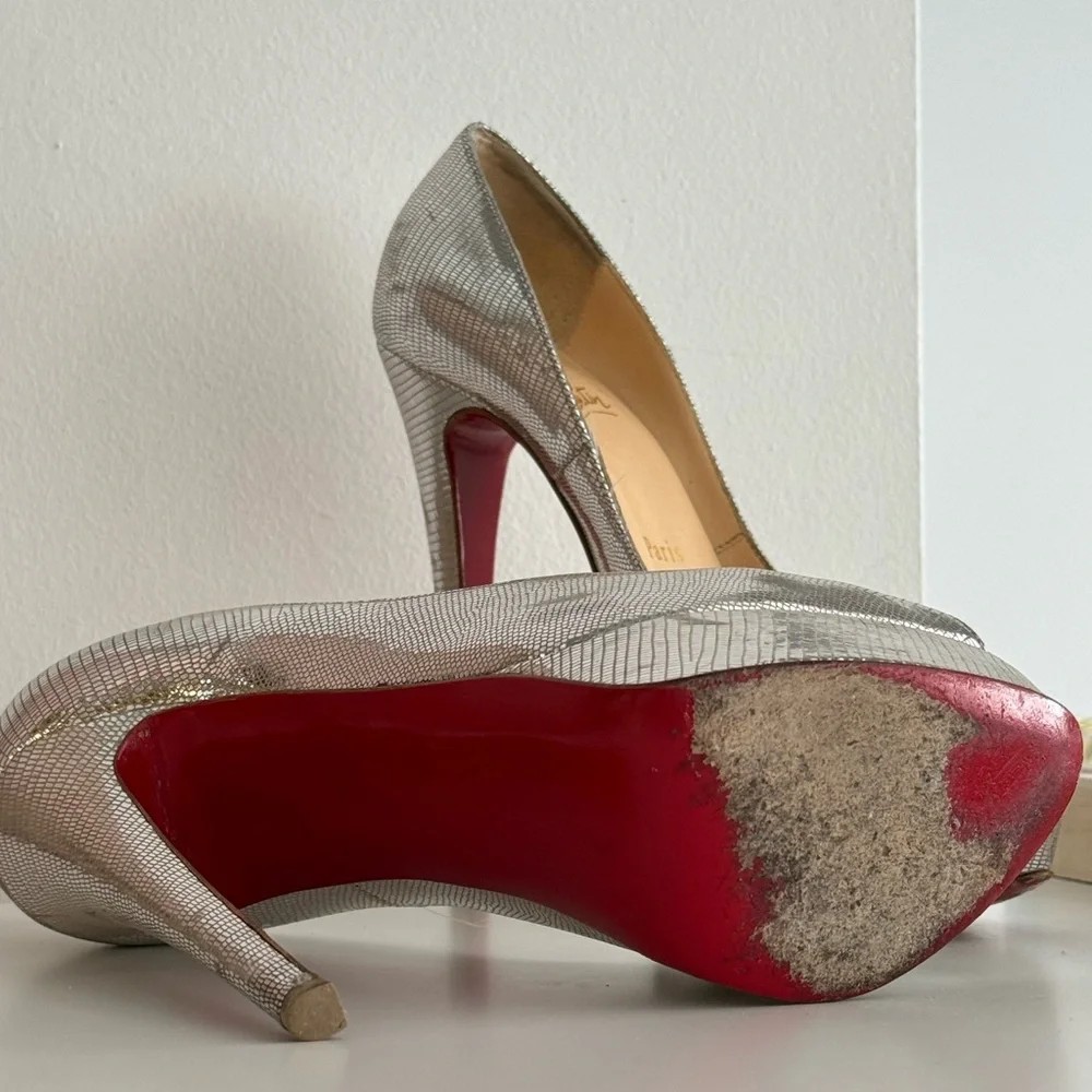 Christian Louboutin Silver Python Heels - Picture 3 of 6